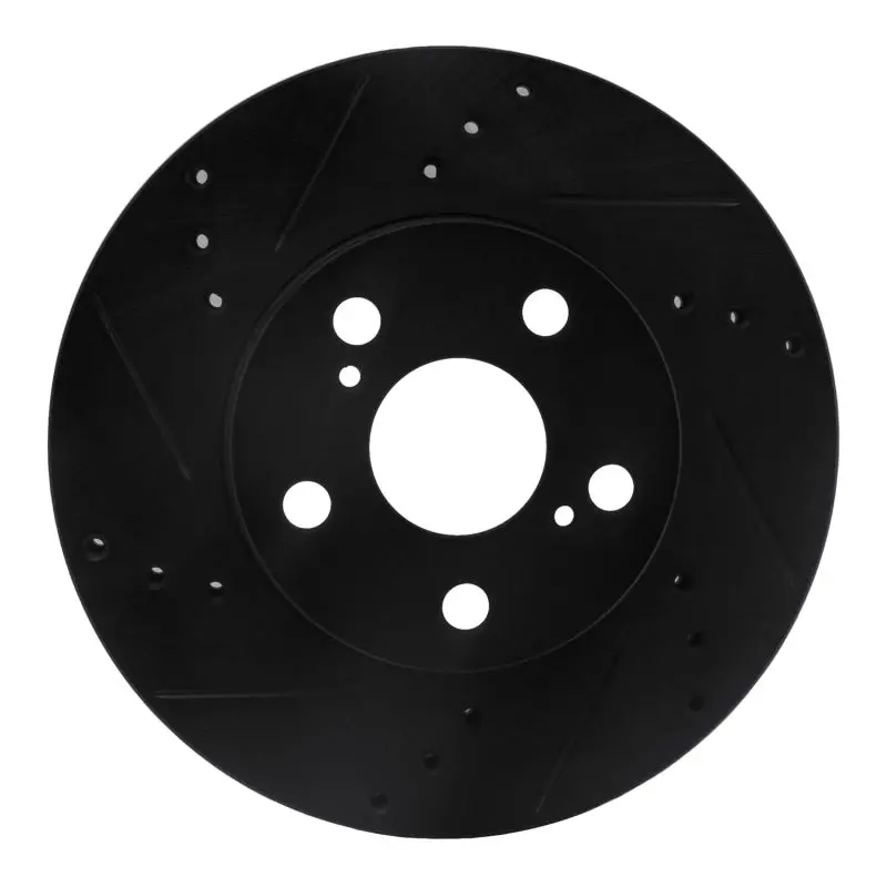 R1 10-17 Lexus Ct200h Front Left Drilled & Slotted Black Brake Rotor 1
