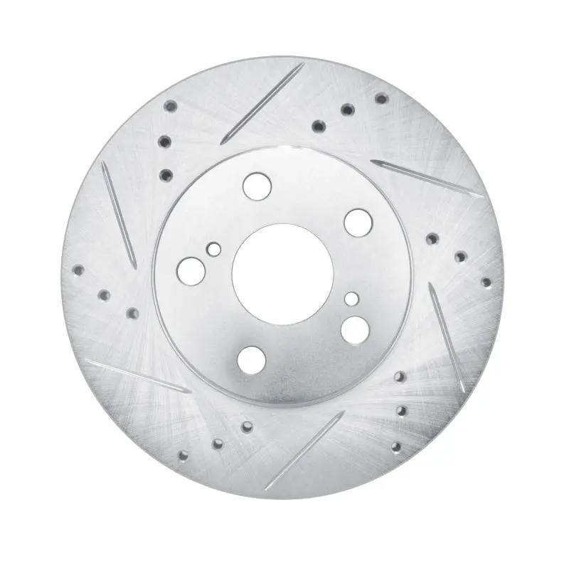 R1 10-17 Lexus Ct200h Front Left Drilled & Slotted Silver Brake Rotor 1