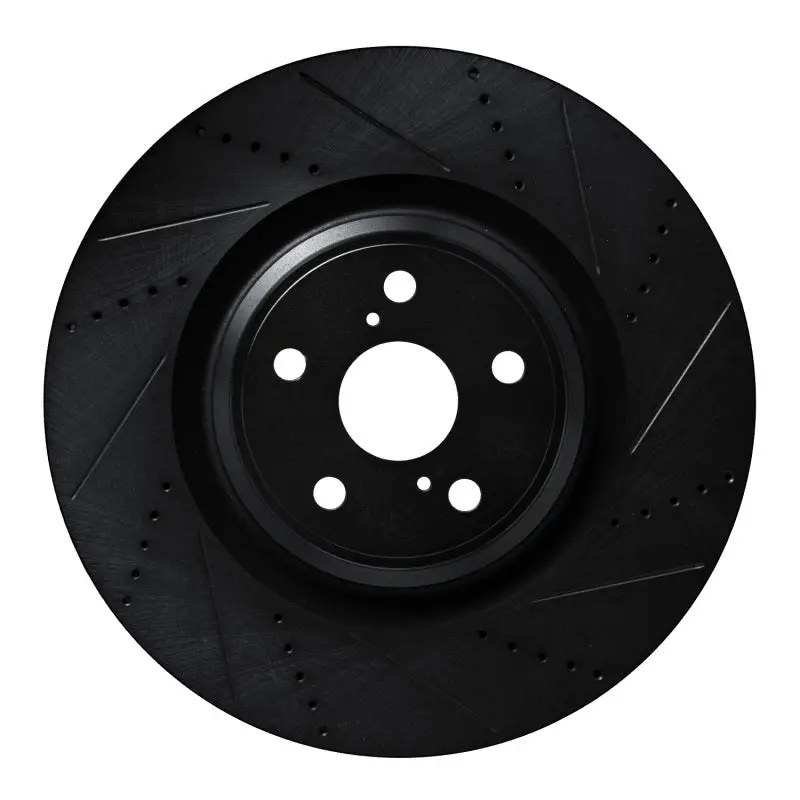 R1 10-17 Lexus Ls460 Left Front Drilled & Slotted Black Brake Rotor 1