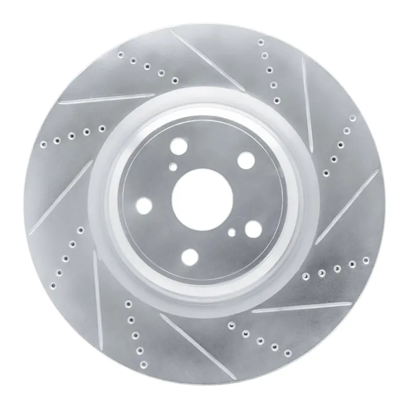 R1 10-17 Lexus Ls460 Left Front Drilled & Slotted Silver Brake Rotor 1