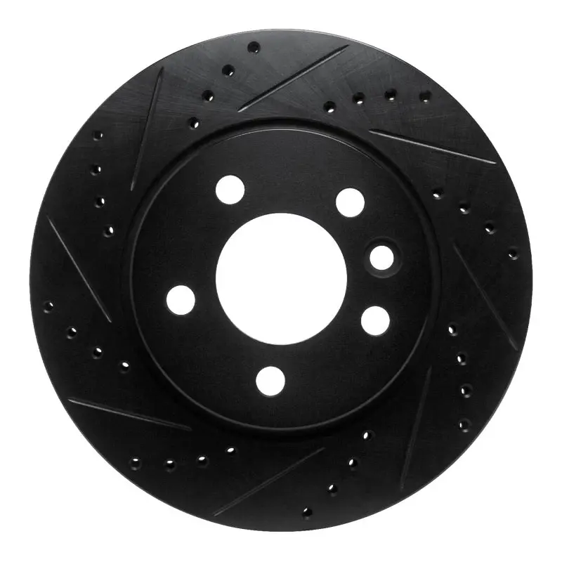 R1 10-17 Volkswagen Amarok (Mexico) Front Left Drilled & Slotted Black Brake Rotor 1