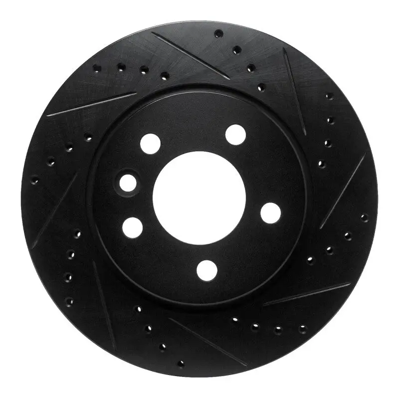 R1 10-17 Volkswagen Amarok (Mexico) Front Right Drilled & Slotted Black Brake Rotor 1