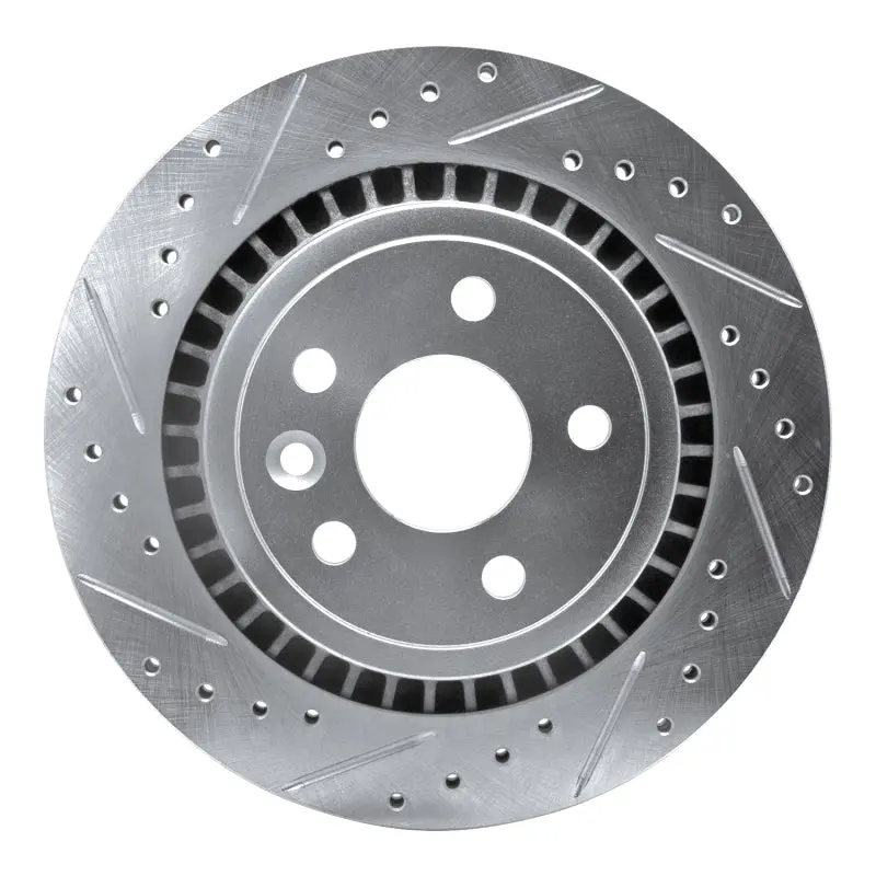 R1 10-17 Volvo Xc60 Rear Left Drilled & Slotted Silver Brake Rotor 1