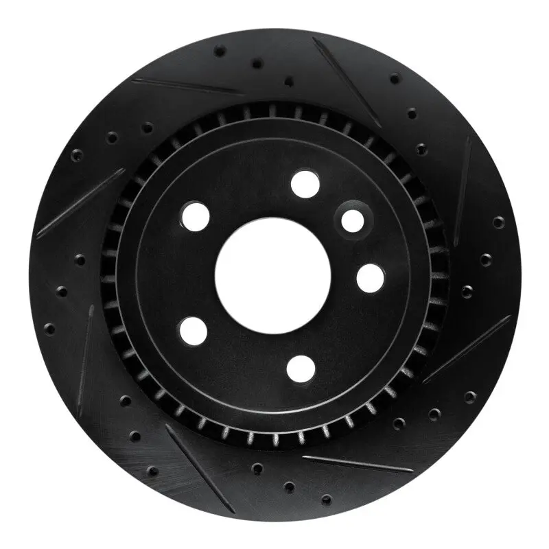 R1 10-17 Volvo Xc60 Rear Right Drilled & Slotted Black Brake Rotor 1