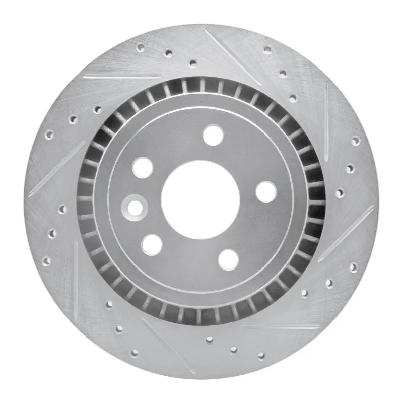 R1 10-17 Volvo Xc60 Rear Right Drilled & Slotted Silver Brake Rotor 1
