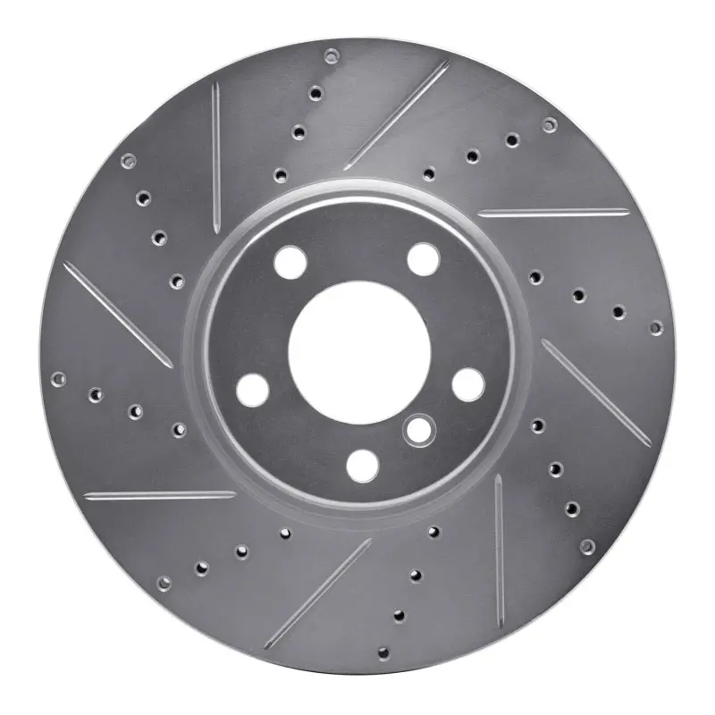 R1 10-18 Bmw 650I Convertible Right Front Drilled & Slotted Silver Brake Rotor 1