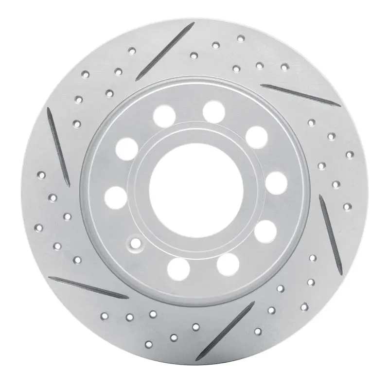 R1 10-19 Audi A3 Rear Left Drilled & Slotted Geo-Carbon Rotor 1