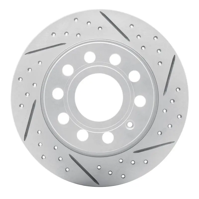 R1 10-19 Audi A3 Rear Right Drilled & Slotted Geo-Carbon Rotor 1