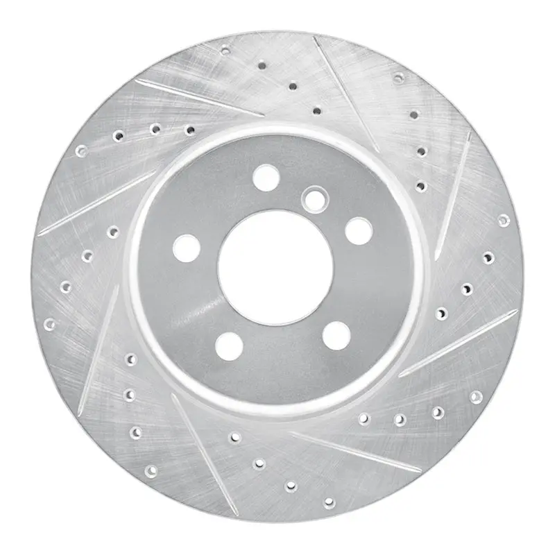 R1 10-19 Bmw 550I Rear Right Drilled & Slotted Silver Brake Rotor 1