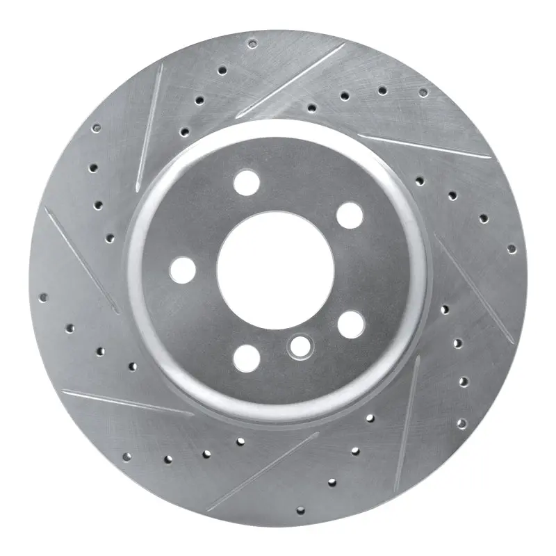 R1 10-19 Bmw 640I Xdrive Convertible Rear Left Drilled & Slotted Silver Brake Rotor 1