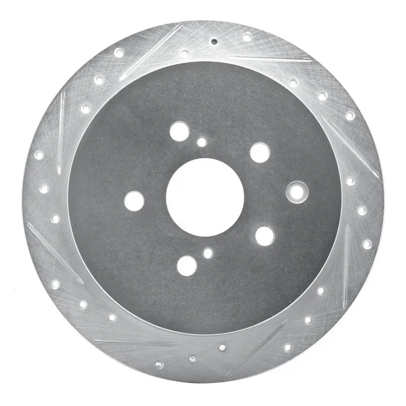R1 10-20 Lexus Rx450h Rear Left Drilled & Slotted Silver Brake Rotor 1