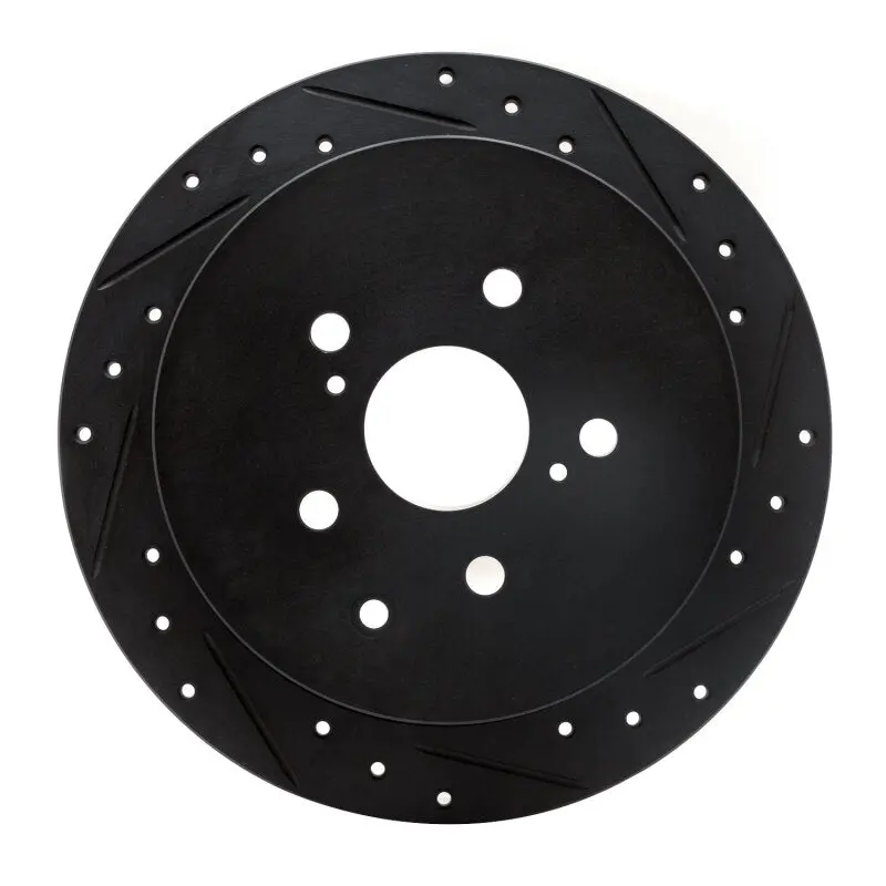 R1 10-20 Lexus Rx450h Rear Right Drilled & Slotted Black Brake Rotor 1