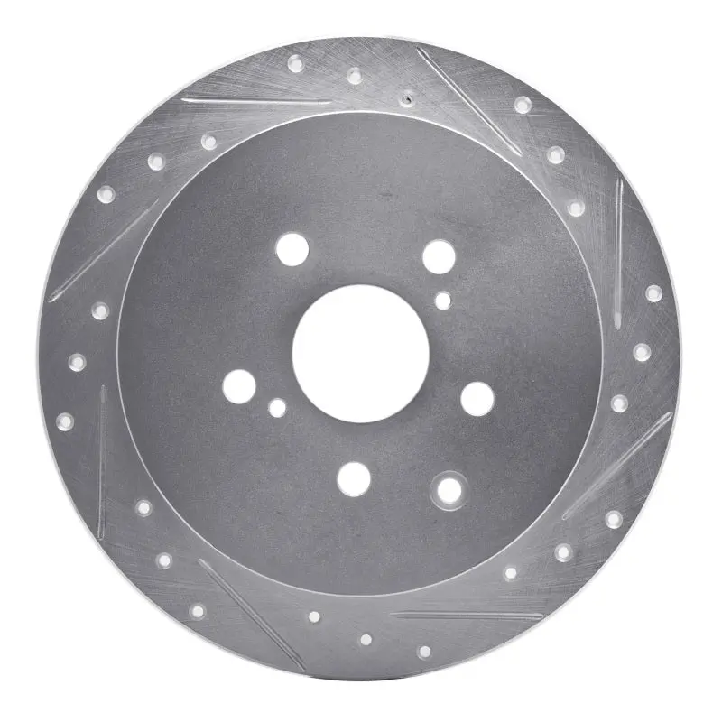 R1 10-20 Lexus Rx450h Rear Right Drilled & Slotted Silver Brake Rotor 1