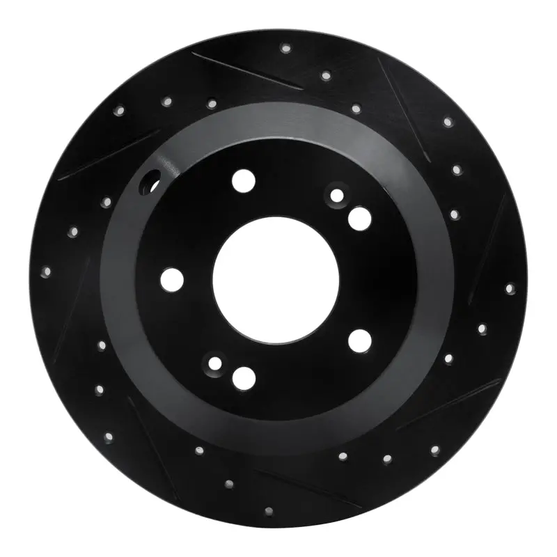 R1 10-21 Hyundai Santa Fe Xl Rear Right Drilled & Slotted Black Brake Rotor 1