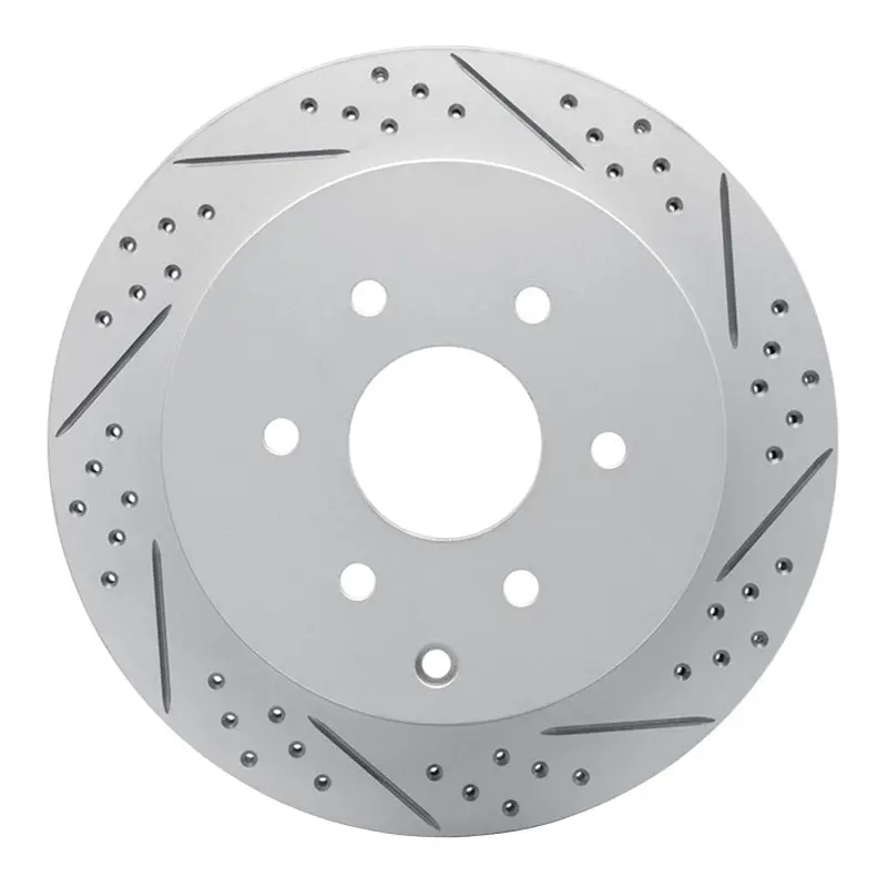 R1 10-24 Infiniti Qx56 Rear Right Drilled & Slotted Geo-Carbon Rotor 1