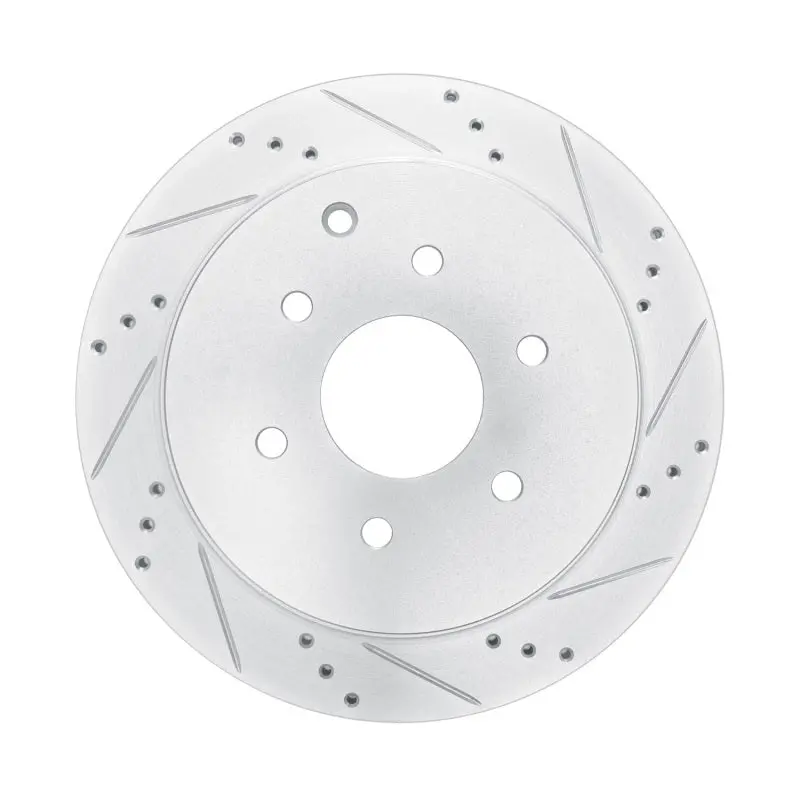 R1 10-24 Infiniti Qx80 Rear Right Drilled & Slotted Silver Brake Rotor 1