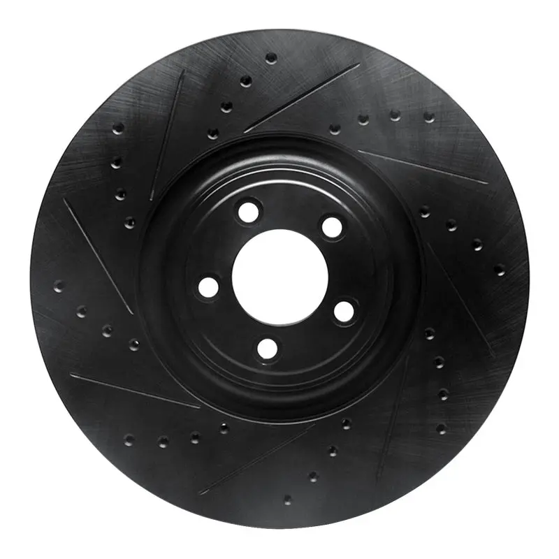 R1 10-24 Jaguar Xf Front Left Drilled & Slotted Black Brake Rotor 1