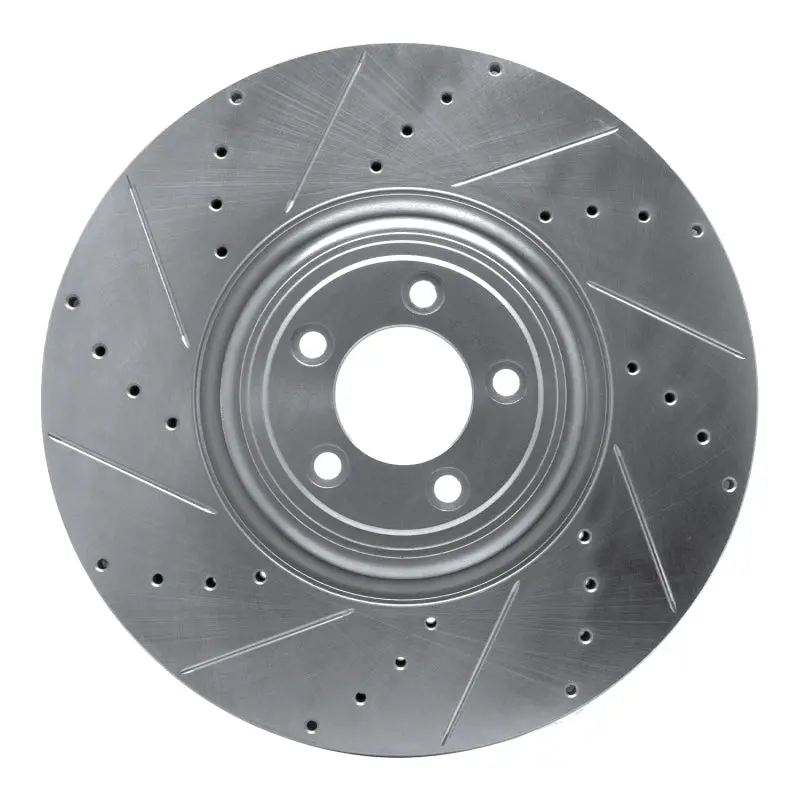 R1 10-24 Jaguar Xf Front Left Drilled & Slotted Silver Brake Rotor 1