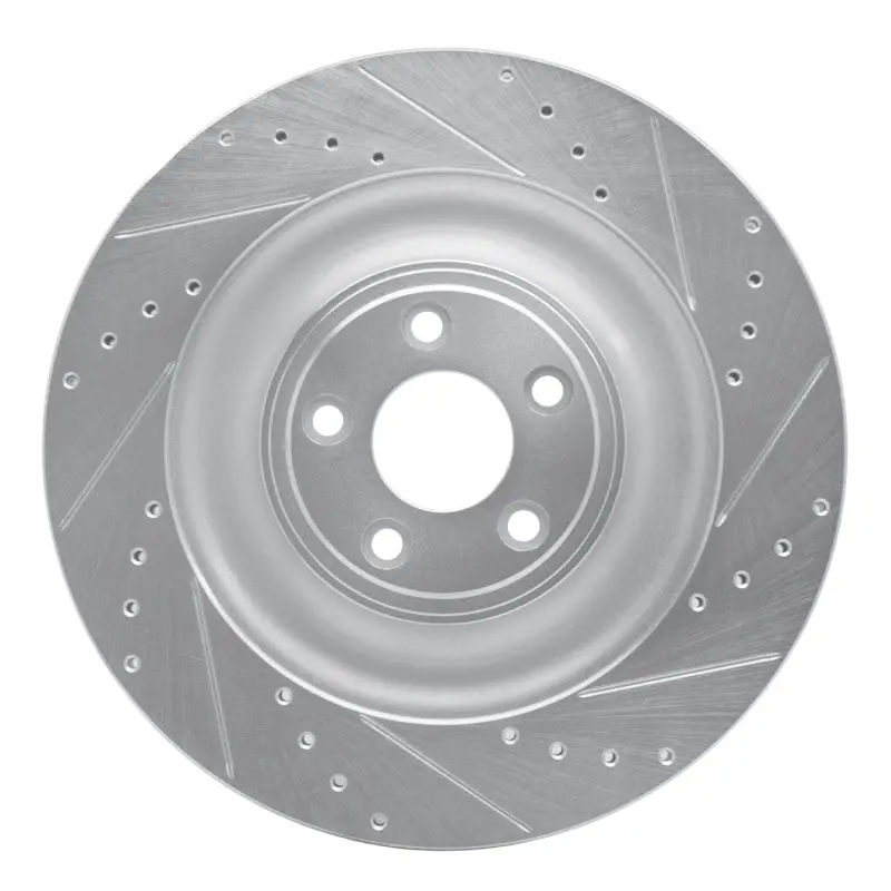 R1 10-24 Jaguar Xf Rear Right Drilled & Slotted Silver Brake Rotor 1