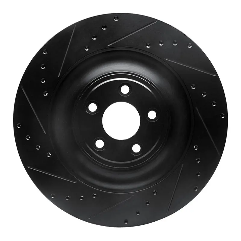 R1 10-24 Jaguar Xfr Rear Left Drilled & Slotted Black Brake Rotor 1