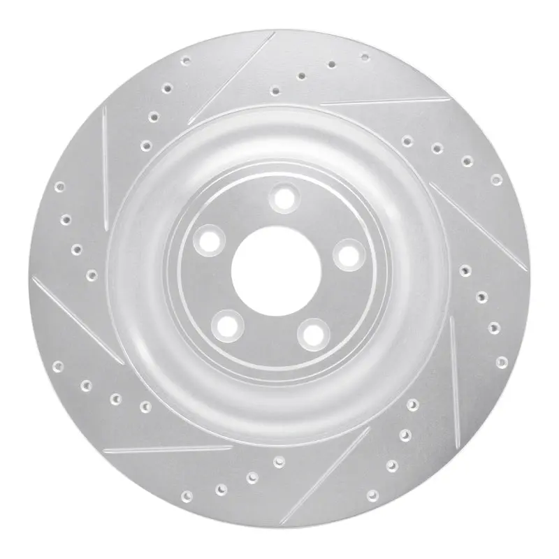 R1 10-24 Jaguar Xfr Rear Left Drilled & Slotted Silver Brake Rotor 1