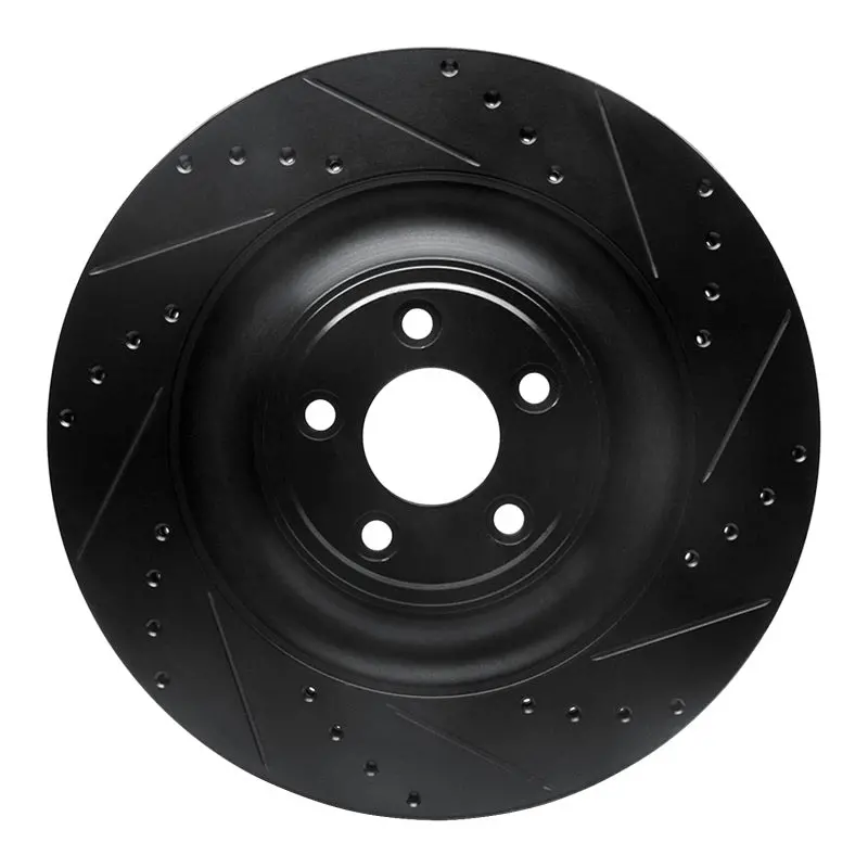 R1 10-24 Jaguar Xfr-S Rear Right Drilled & Slotted Black Brake Rotor 1