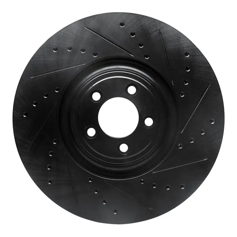 R1 10-24 Jaguar Xkr Front Right Drilled & Slotted Black Brake Rotor 1