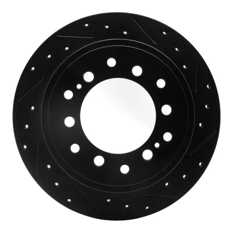 R1 10-24 Lexus Gx460 Rear Right Drilled & Slotted Black Brake Rotor 1