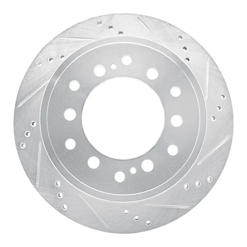 R1 10-24 Lexus Gx460 Rear Right Drilled & Slotted Silver Brake Rotor 1