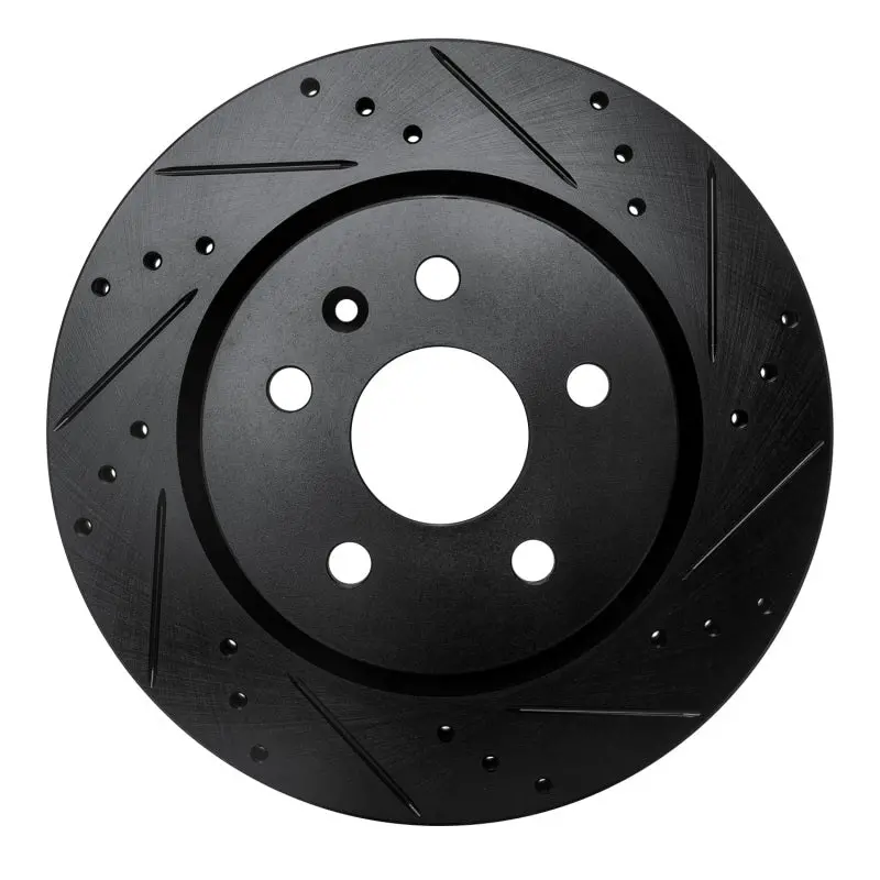 R1 10-25 Buick Regal Rear Right Drilled & Slotted Black Brake Rotor 1
