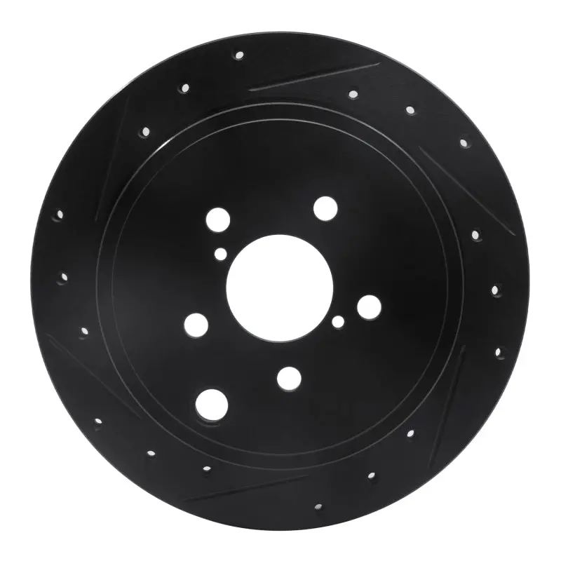 R1 10-25 Scion Fr-S Rear Left Drilled & Slotted Black Brake Rotor 1