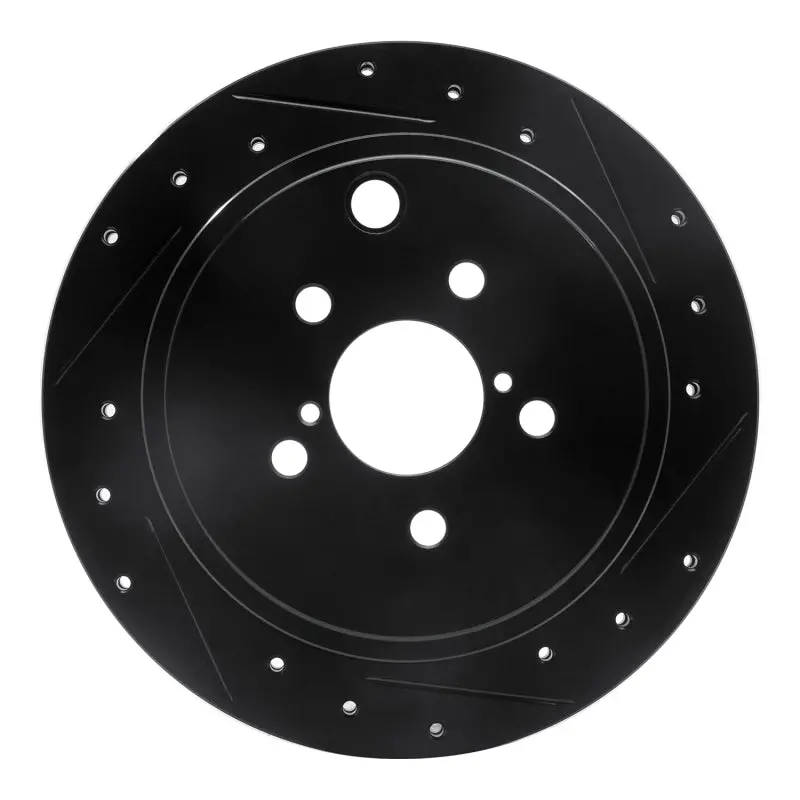 R1 10-25 Scion Fr-S Rear Right Drilled & Slotted Black Brake Rotor 1