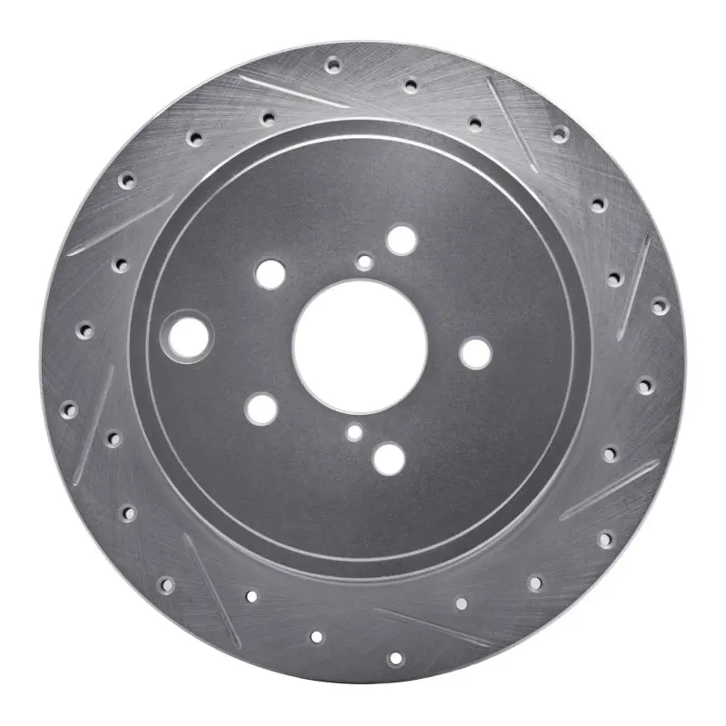 R1 10-25 Scion Fr-S Rear Right Drilled & Slotted Silver Brake Rotor 1