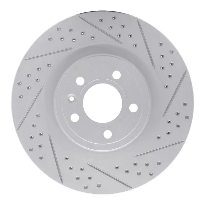 R1 11-14 Ford Mustang Front Right Drilled & Slotted Geo-Carbon Rotor 1