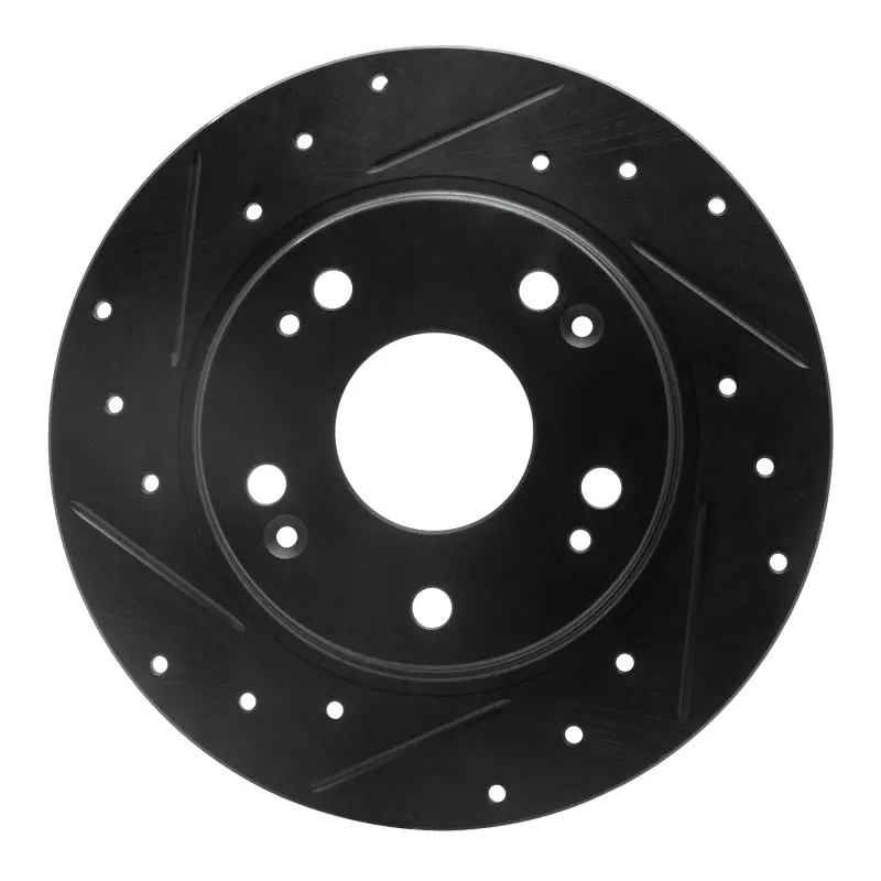 R1 11-15 Honda Cr-Z Rear Left Drilled & Slotted Black Brake Rotor 1