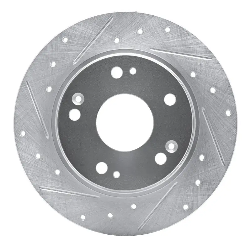 R1 11-15 Honda Cr-Z Rear Left Drilled & Slotted Silver Brake Rotor 1
