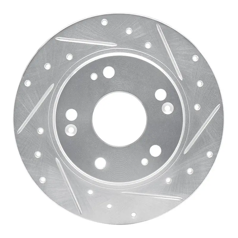 R1 11-15 Honda Cr-Z Rear Right Drilled & Slotted Silver Brake Rotor 1