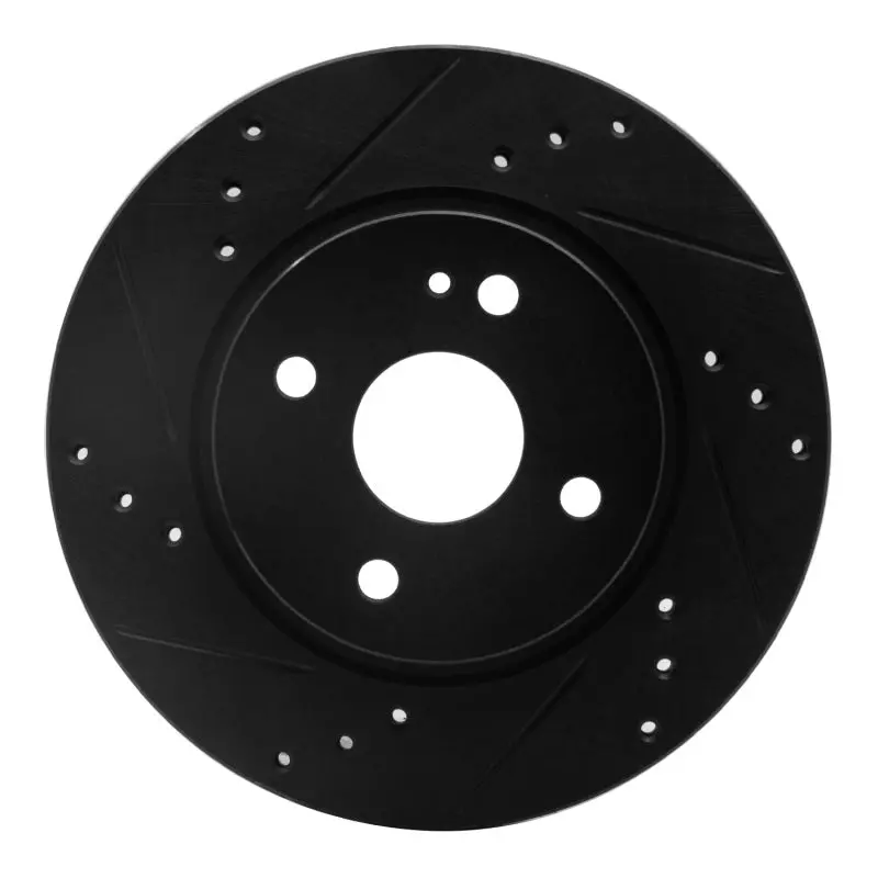 R1 11-15 Mazda 2 (Mexico) Front Left Drilled & Slotted Black Brake Rotor 1