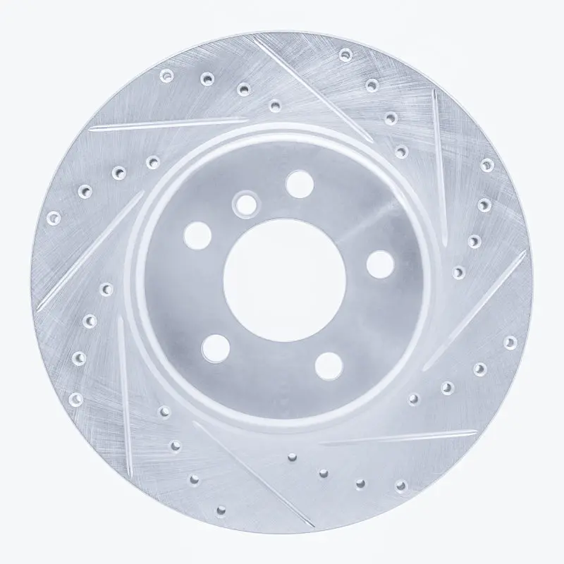 R1 11-16 Bmw 528I Front Right Drilled & Slotted Silver Brake Rotor 1