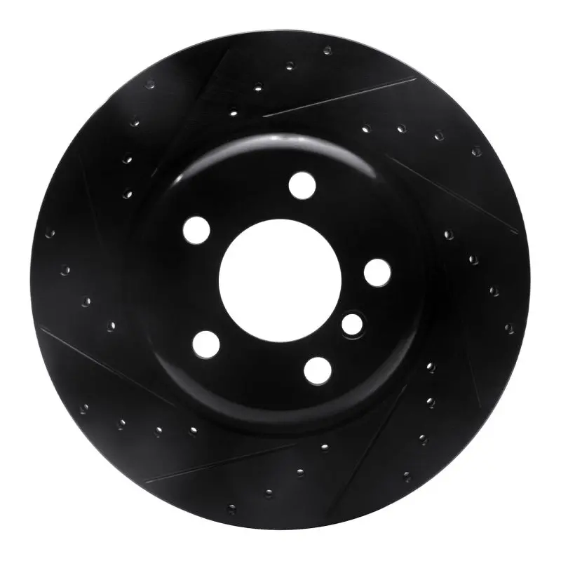 R1 11-16 Bmw 528I Xdrive Front Left Drilled & Slotted Black Brake Rotor 1