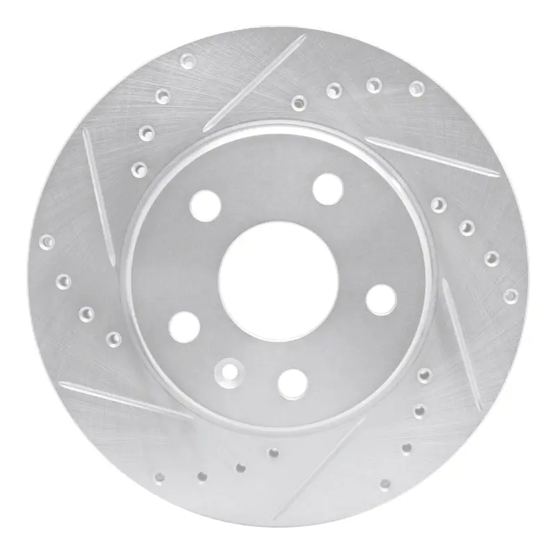 R1 11-16 Buick Lacrosse Front Left Drilled & Slotted Silver Brake Rotor 1