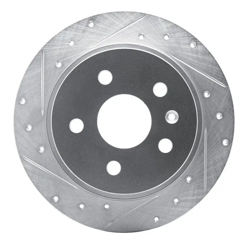 R1 11-16 Buick Lacrosse Rear Left Drilled & Slotted Silver Brake Rotor 1