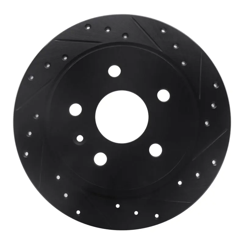R1 11-16 Buick Lacrosse Rear Right Drilled & Slotted Black Brake Rotor 1