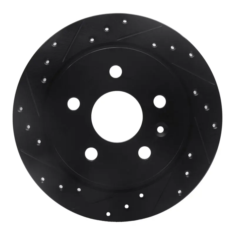 R1 11-16 Buick Regal Rear Left Drilled & Slotted Black Brake Rotor 1