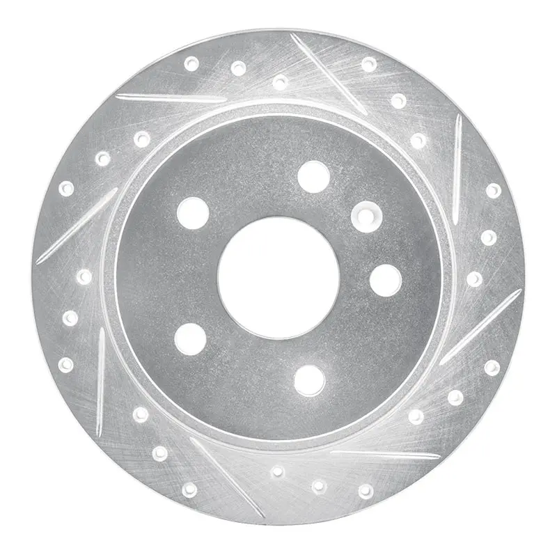 R1 11-16 Buick Regal Rear Right Drilled & Slotted Silver Brake Rotor 1