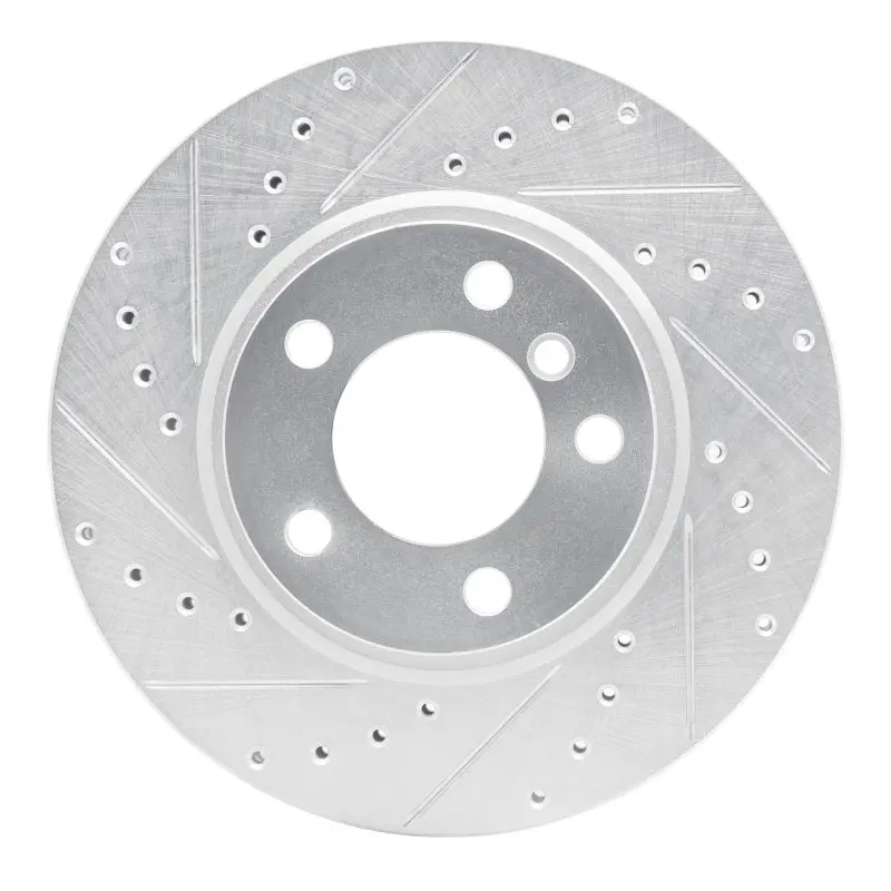 R1 11-16 Mini Cooper Countryman Front Left Drilled & Slotted Silver Brake Rotor 1