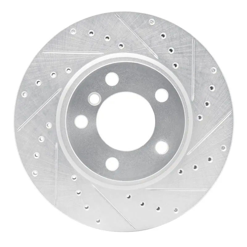 R1 11-16 Mini Cooper Countryman Front Right Drilled & Slotted Silver Brake Rotor 1