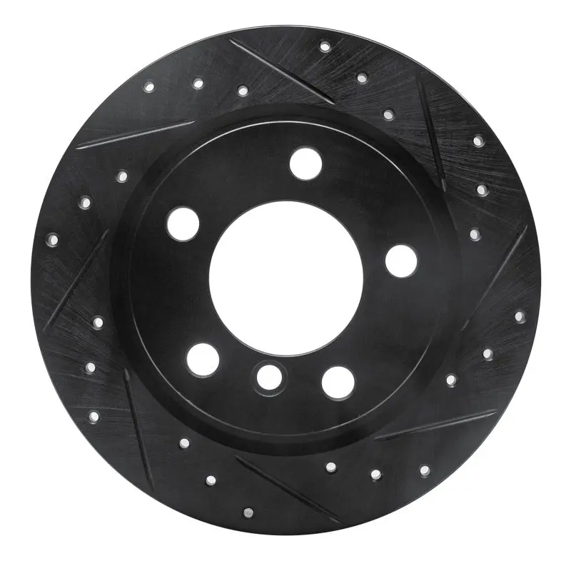 R1 11-16 Mini Cooper Countryman Rear Right Drilled & Slotted Black Brake Rotor 1