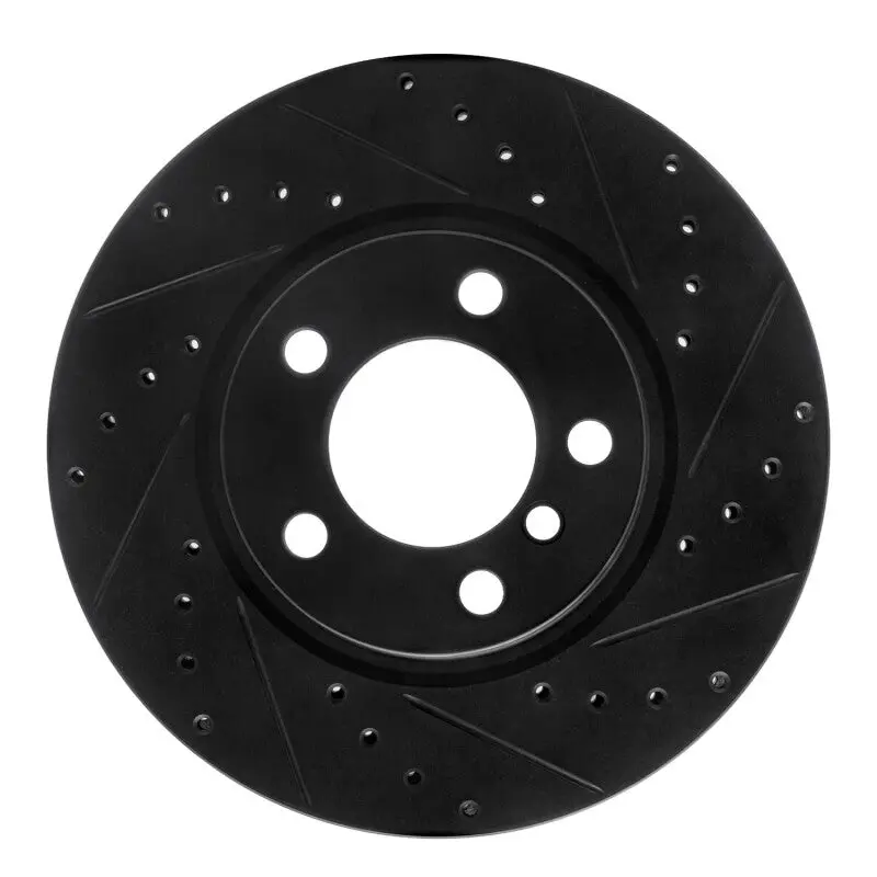 R1 11-16 Mini Cooper Paceman Front Right Drilled & Slotted Black Brake Rotor 1