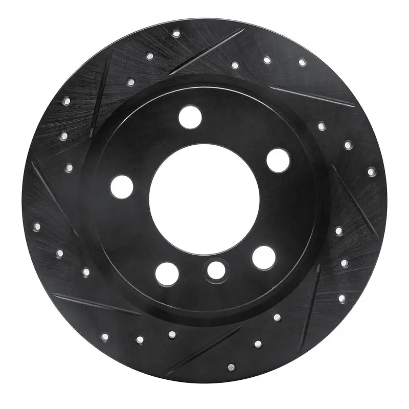 R1 11-16 Mini Cooper Paceman Rear Left Drilled & Slotted Black Brake Rotor 1